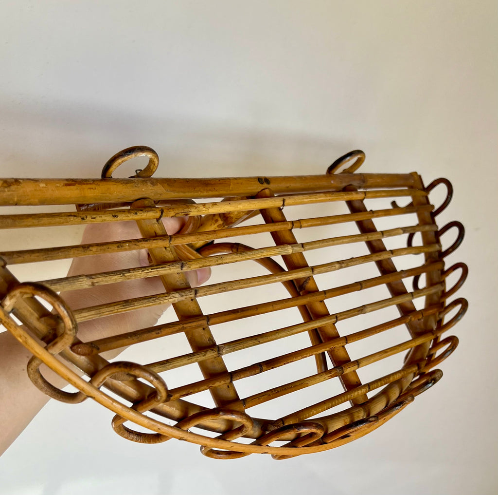 Franco Albini Wall Shelf for Bonacina Curved Rattan and Bamboo Console Shelf