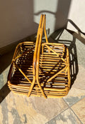 Vintage Italian Bamboo Storage Basket with Corner Dividers, 1950s