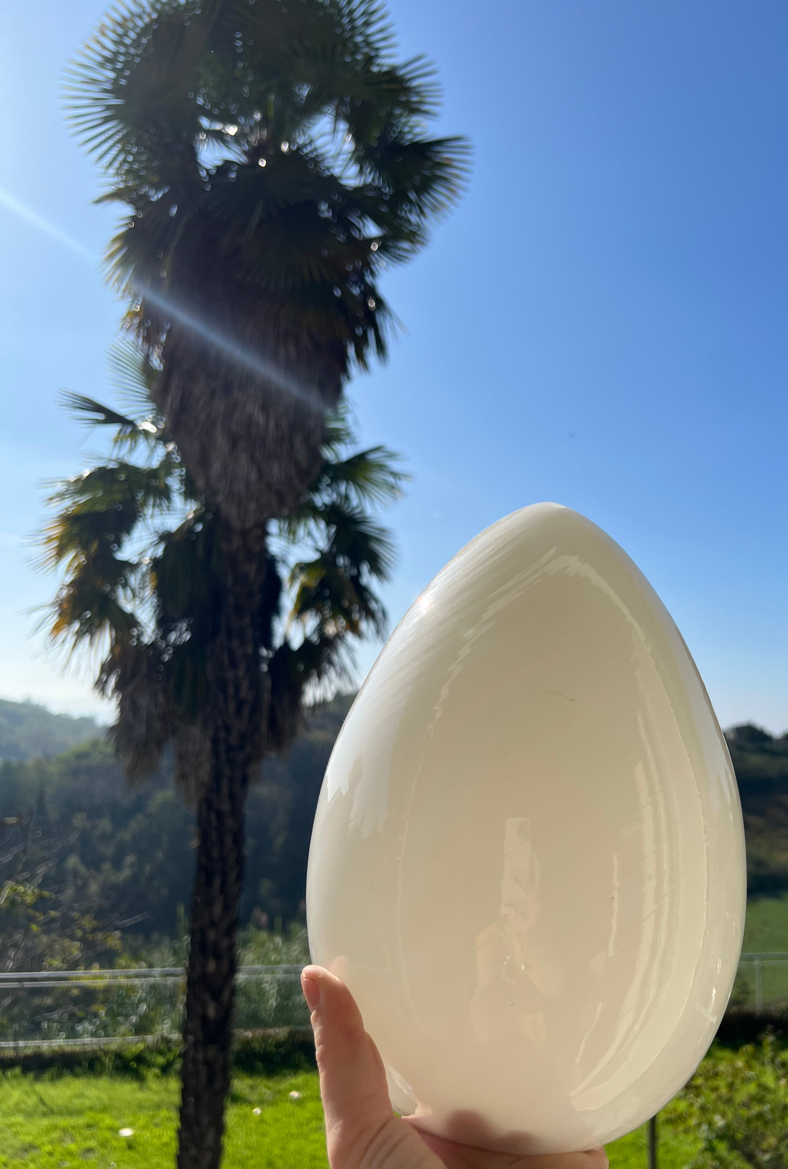 1970s Murano Egg Lamp made of White Opal Swirl Glass