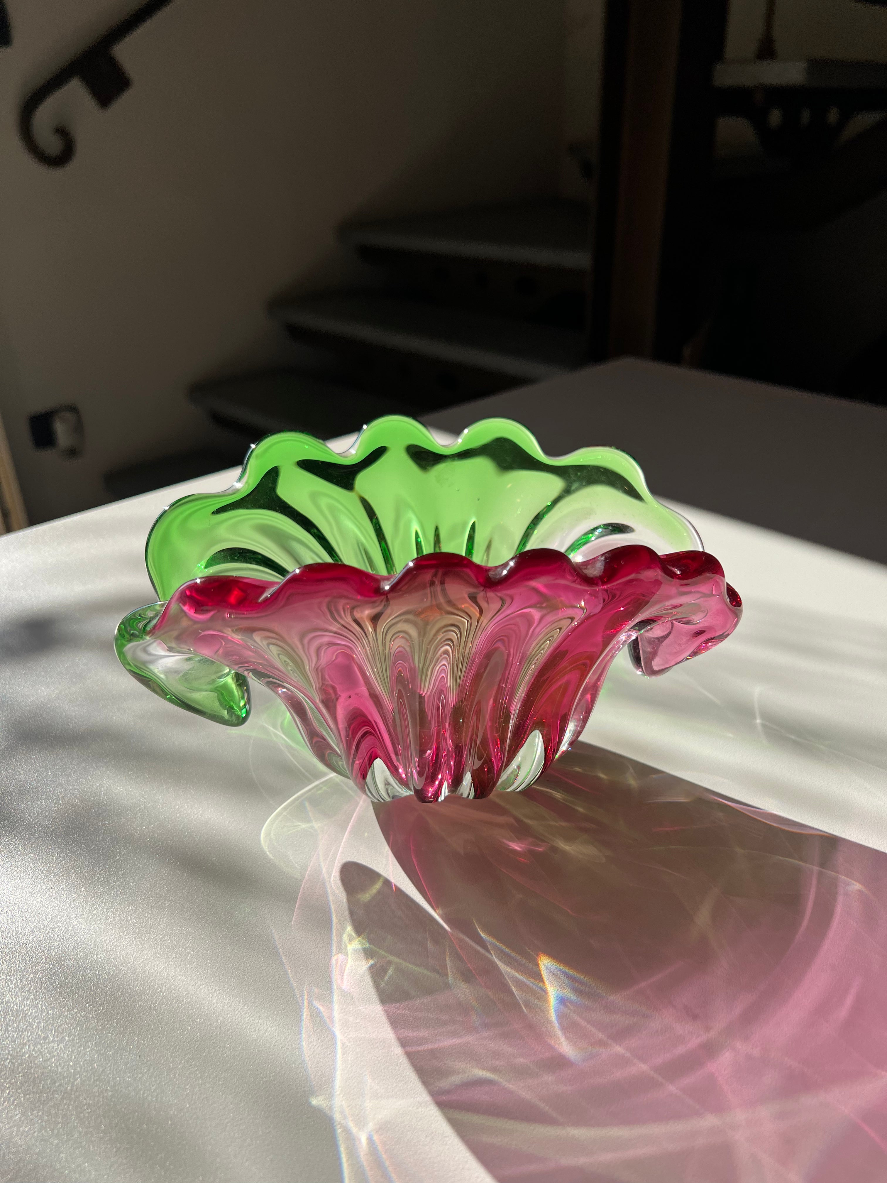 Murano Glass Shell Bowl, Italy, 1970s