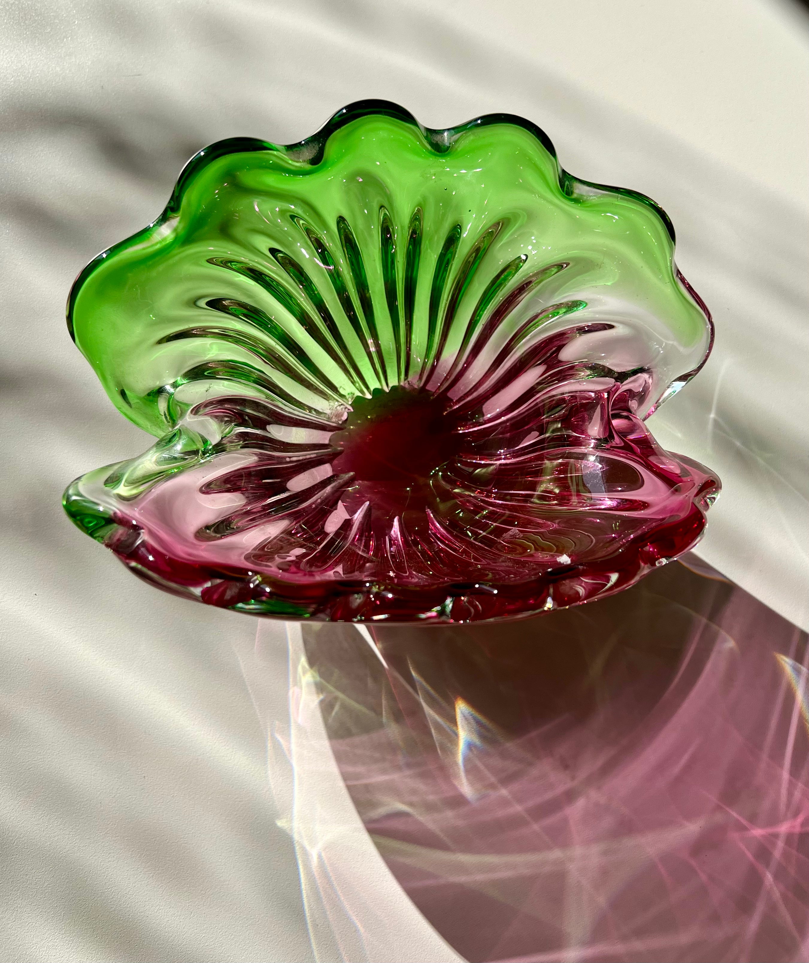 Murano Glass Shell Bowl, Italy, 1970s