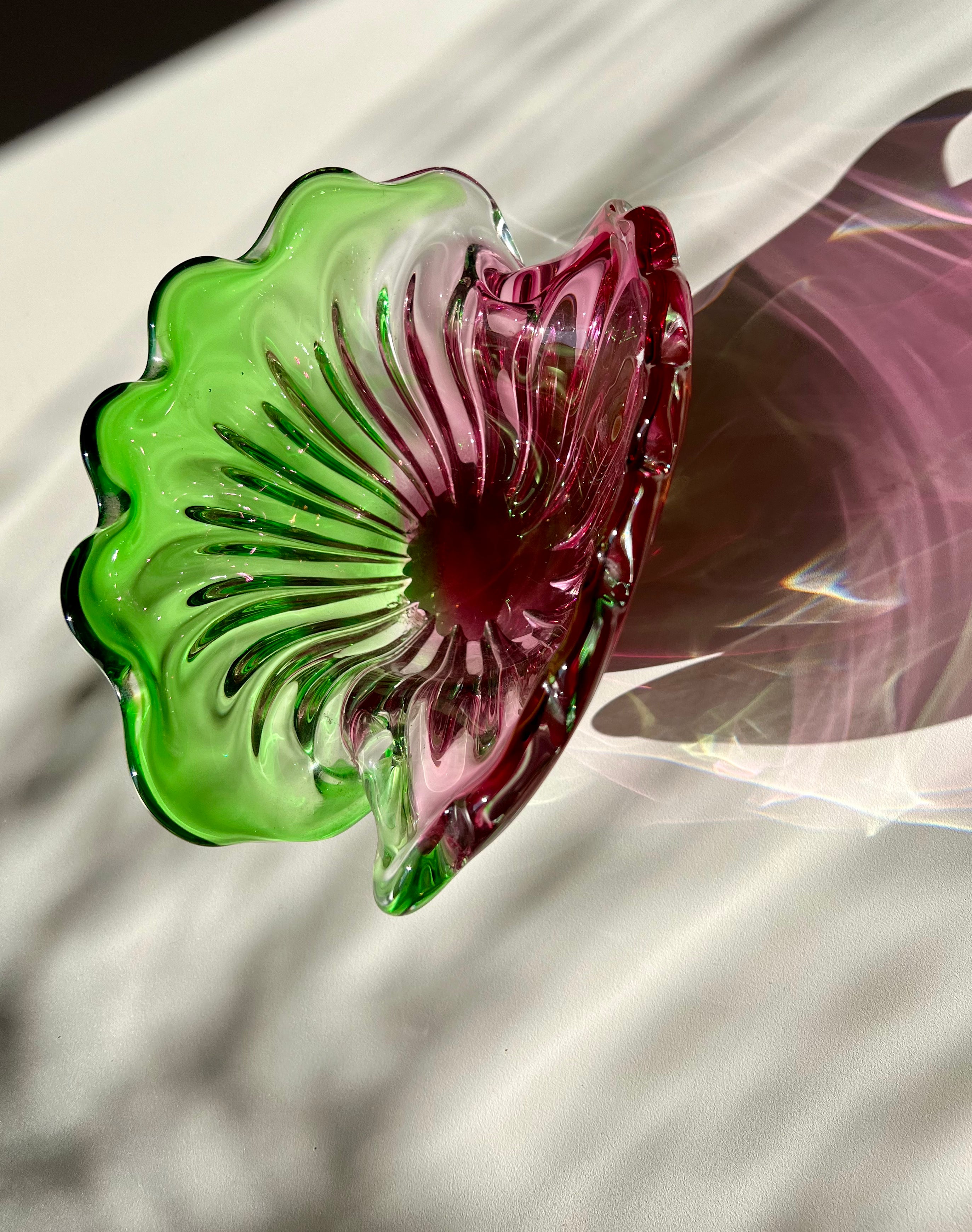 Murano Glass Shell Bowl, Italy, 1970s