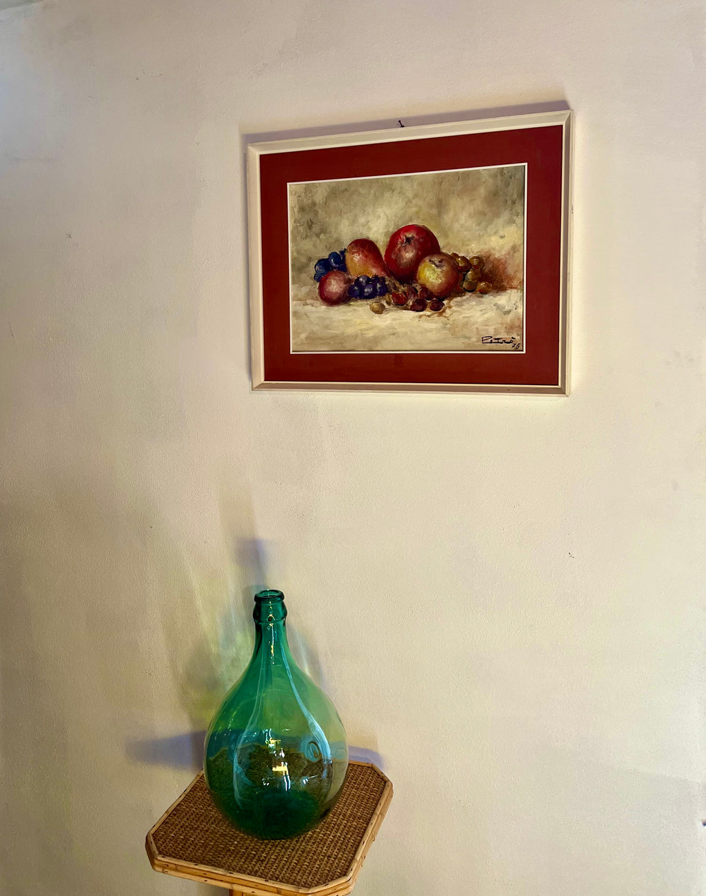 Italian Abstract Oil Still Life with Fruit, Signed Petro, 1975