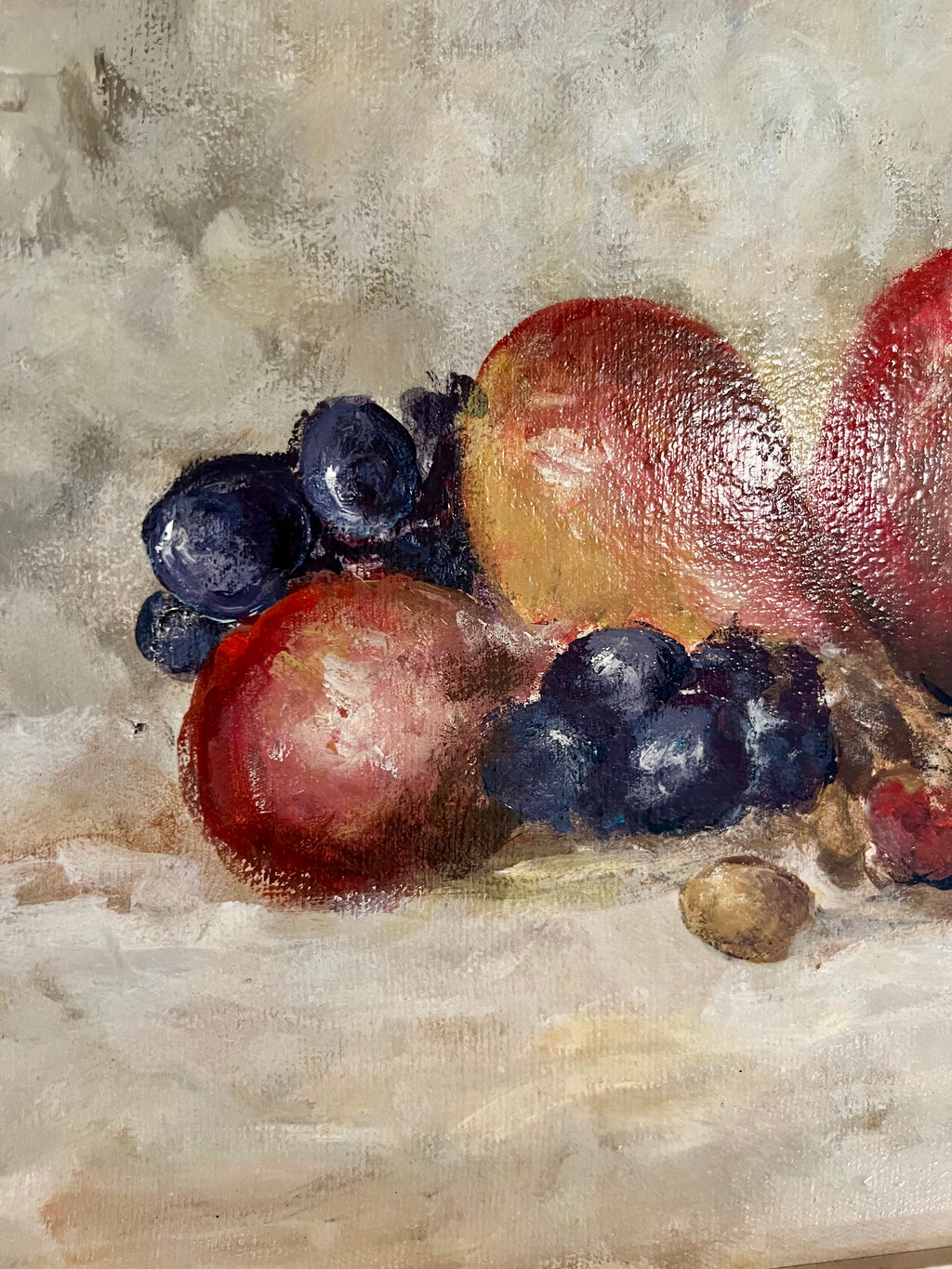 Italian Abstract Oil Still Life with Fruit, Signed Petro, 1975
