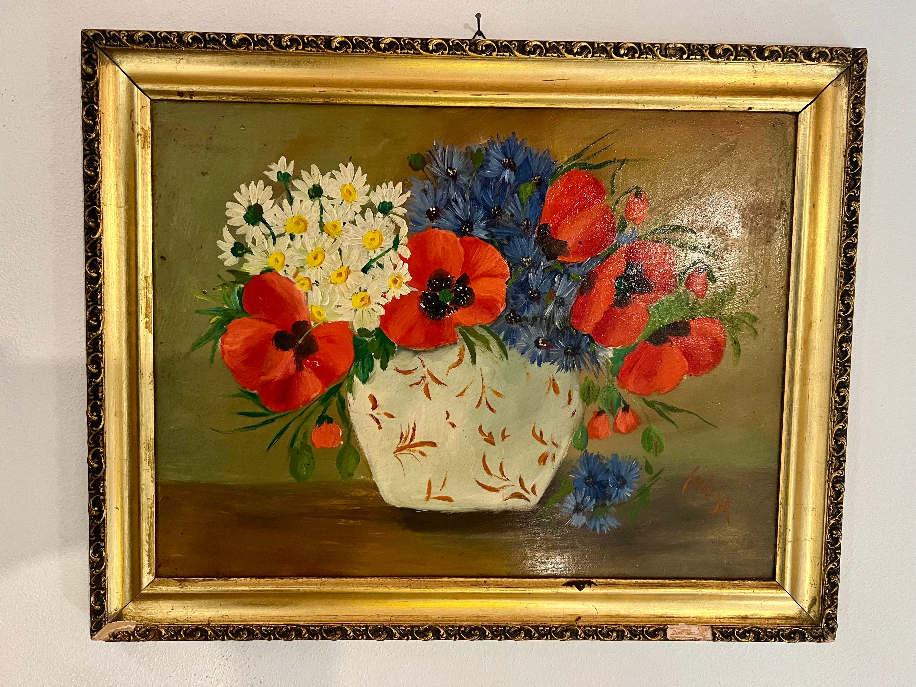 Italian Floral Still Life, Signed Chiesa, 1960s