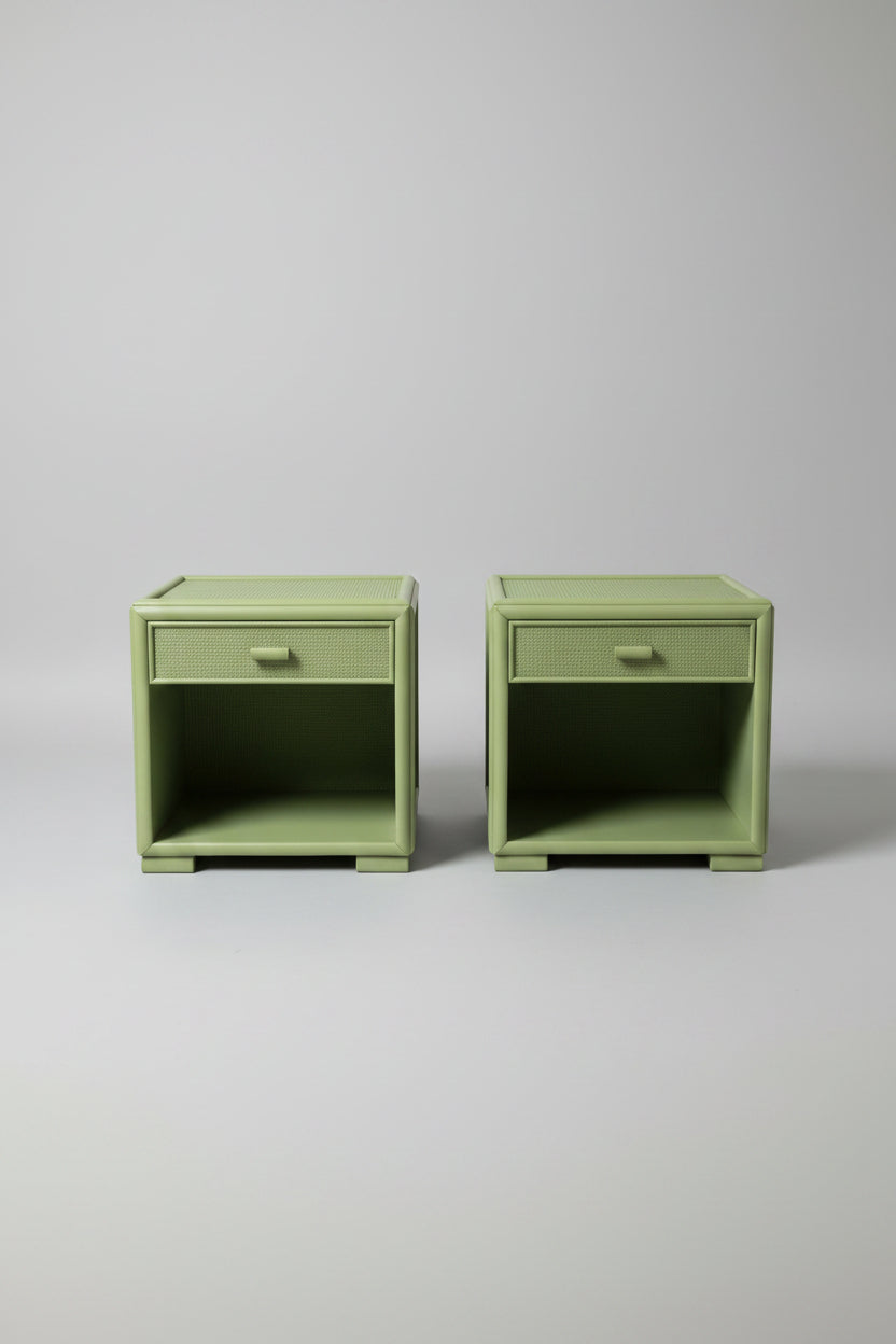 Pair of 1970s Bamboo and Rattan night stands