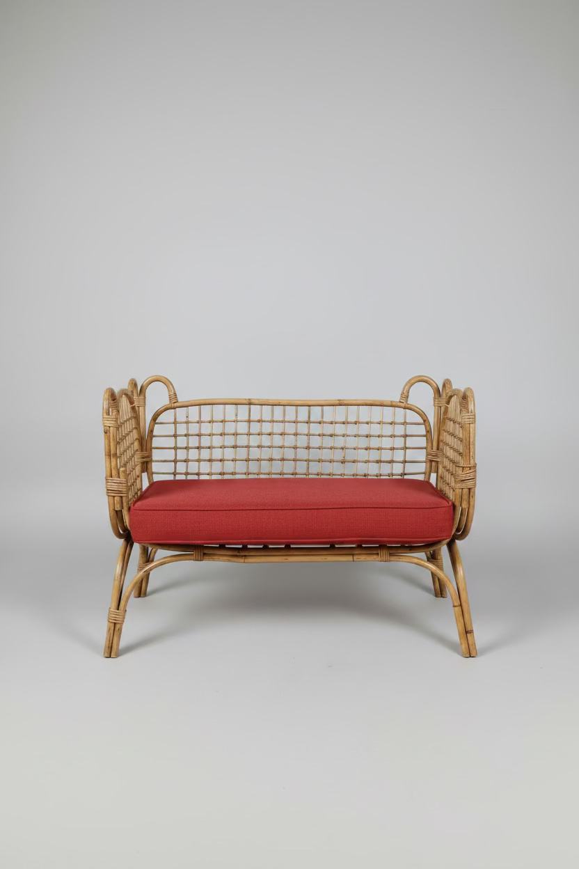 Vintage 1960s Italian Bamboo Couch, attributed to Bonacina