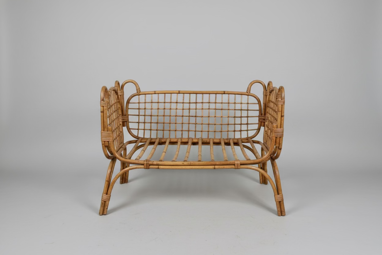 Vintage 1960s Italian Bamboo Couch, attributed to Bonacina