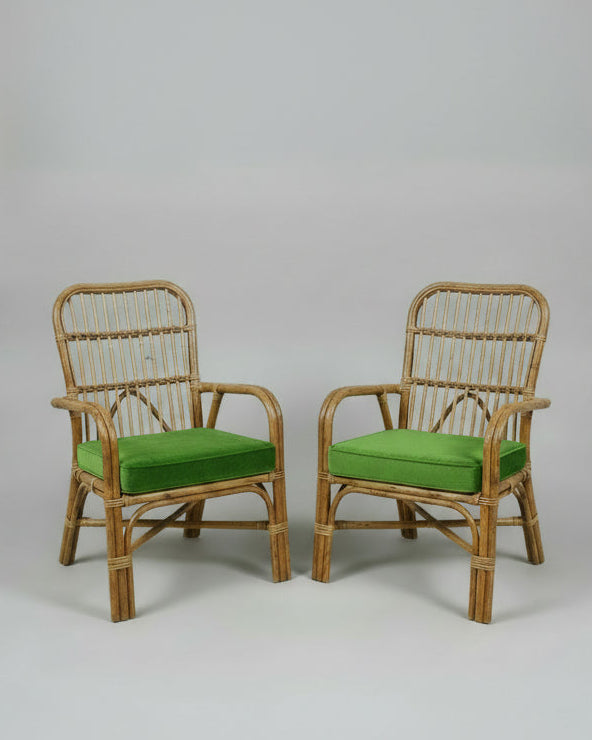 Set of Vintage Italian Bamboo Armchairs, 1970s