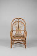 Italian French Riviera Rattan and Bamboo Armchair, in the Style of Franco Albini