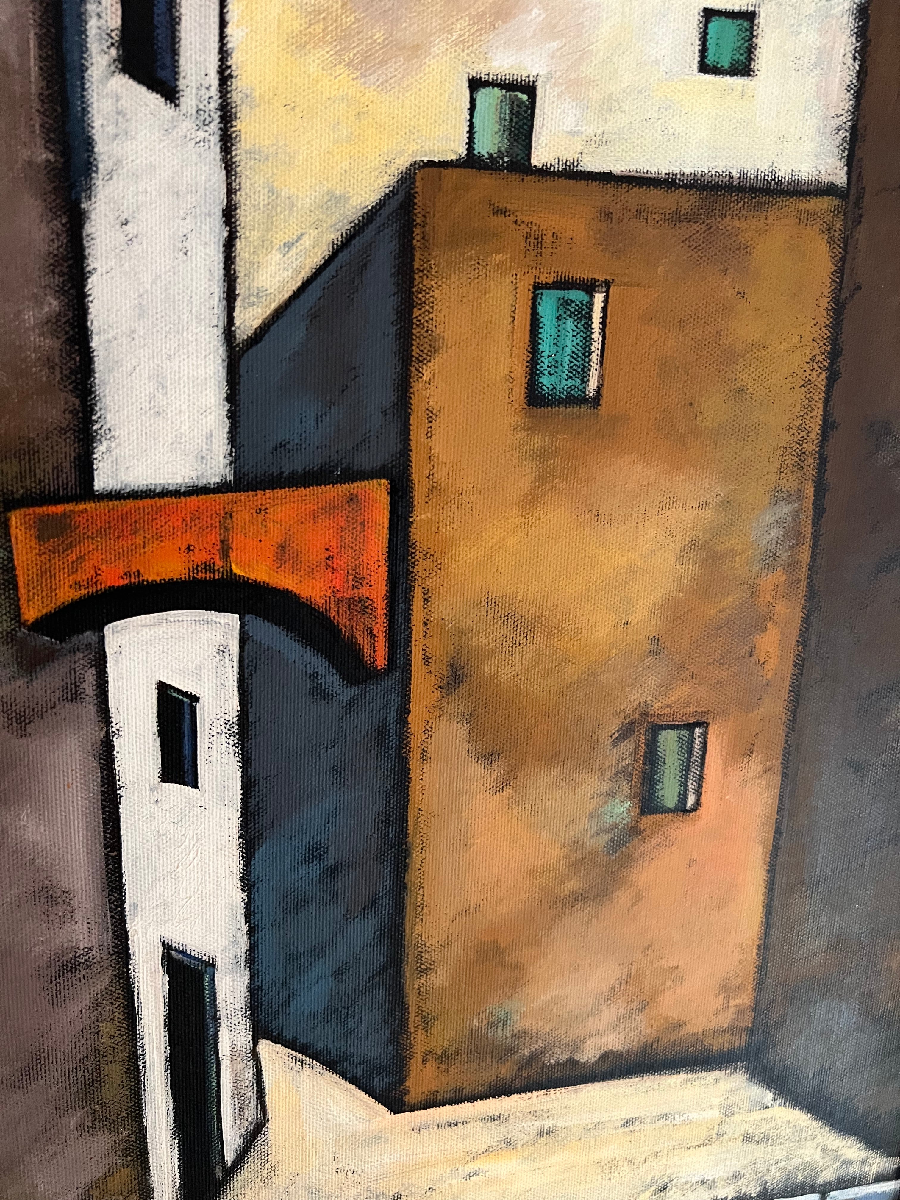 Cubist-Style Italian Street Scene, Signed Camilo Mori