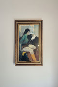 Italian Figurative Painting of Woman Reading, Signed E. Rosati, 1970s