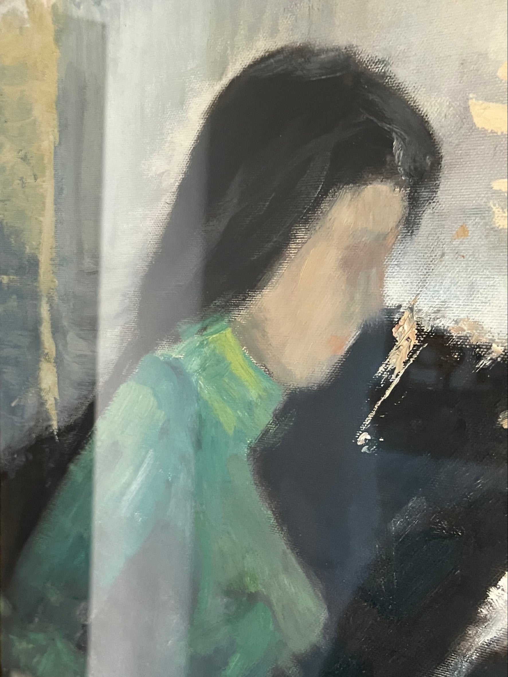 Italian Figurative Painting of Woman Reading, Signed E. Rosati, 1970s