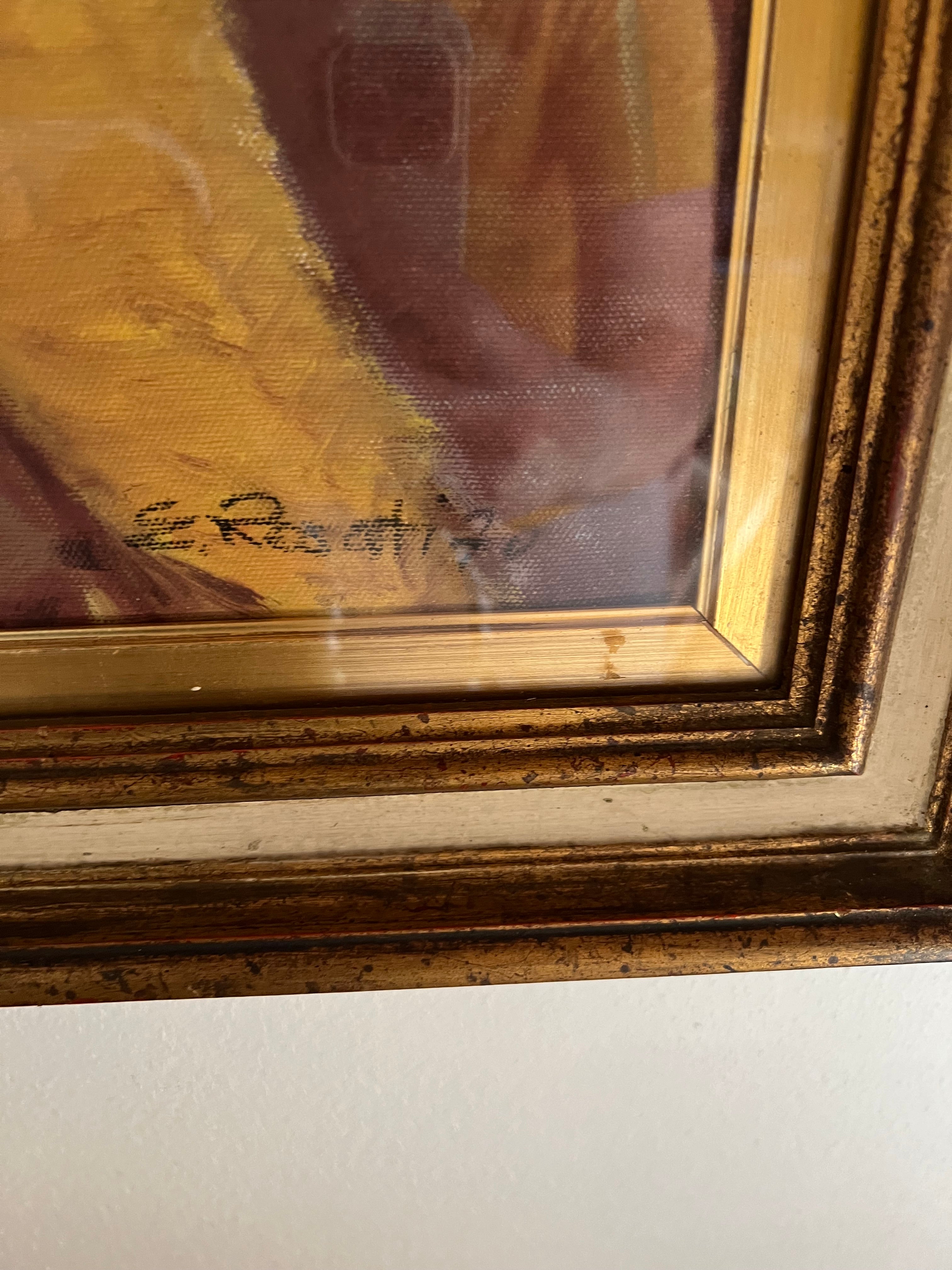 Italian Figurative Painting of Woman Reading, Signed E. Rosati, 1970s