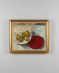 Vintage oil painting of lemons