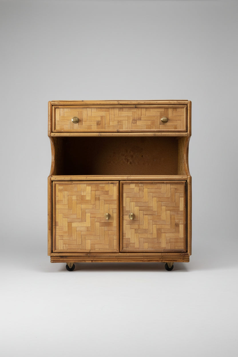 Italian Bamboo Parquetry Cabinet, attributed to Vivai Del Sud