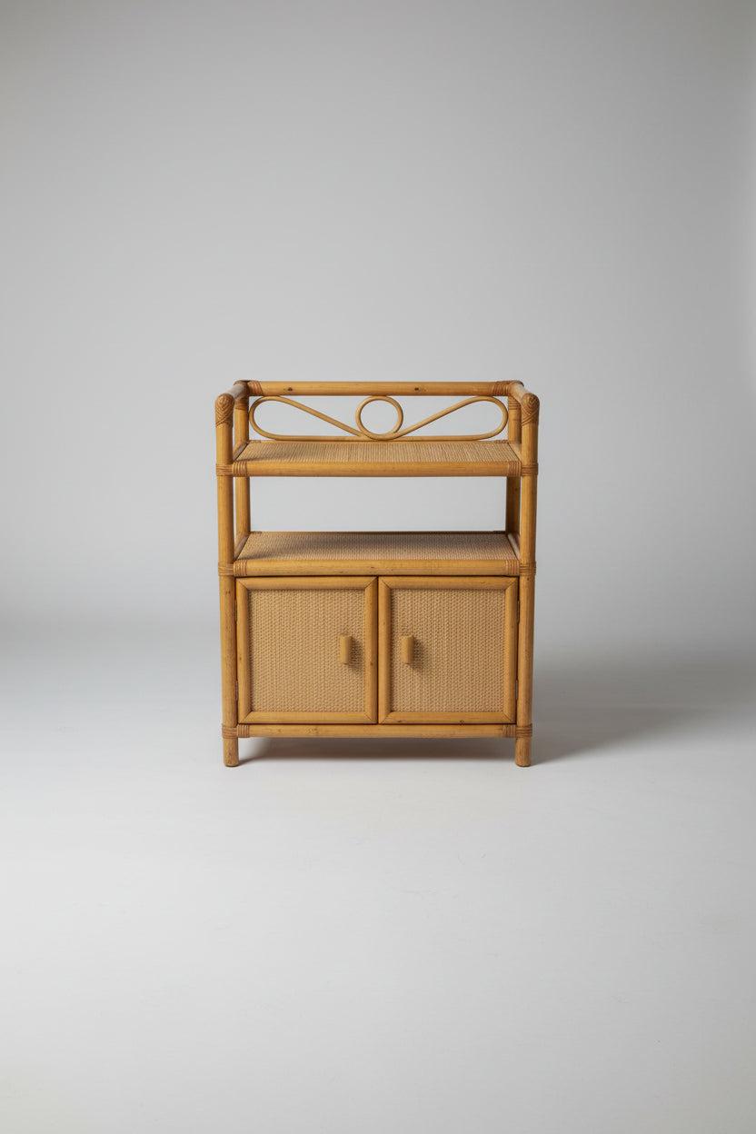 Vintage Italian Bamboo and Rattan Cabinet