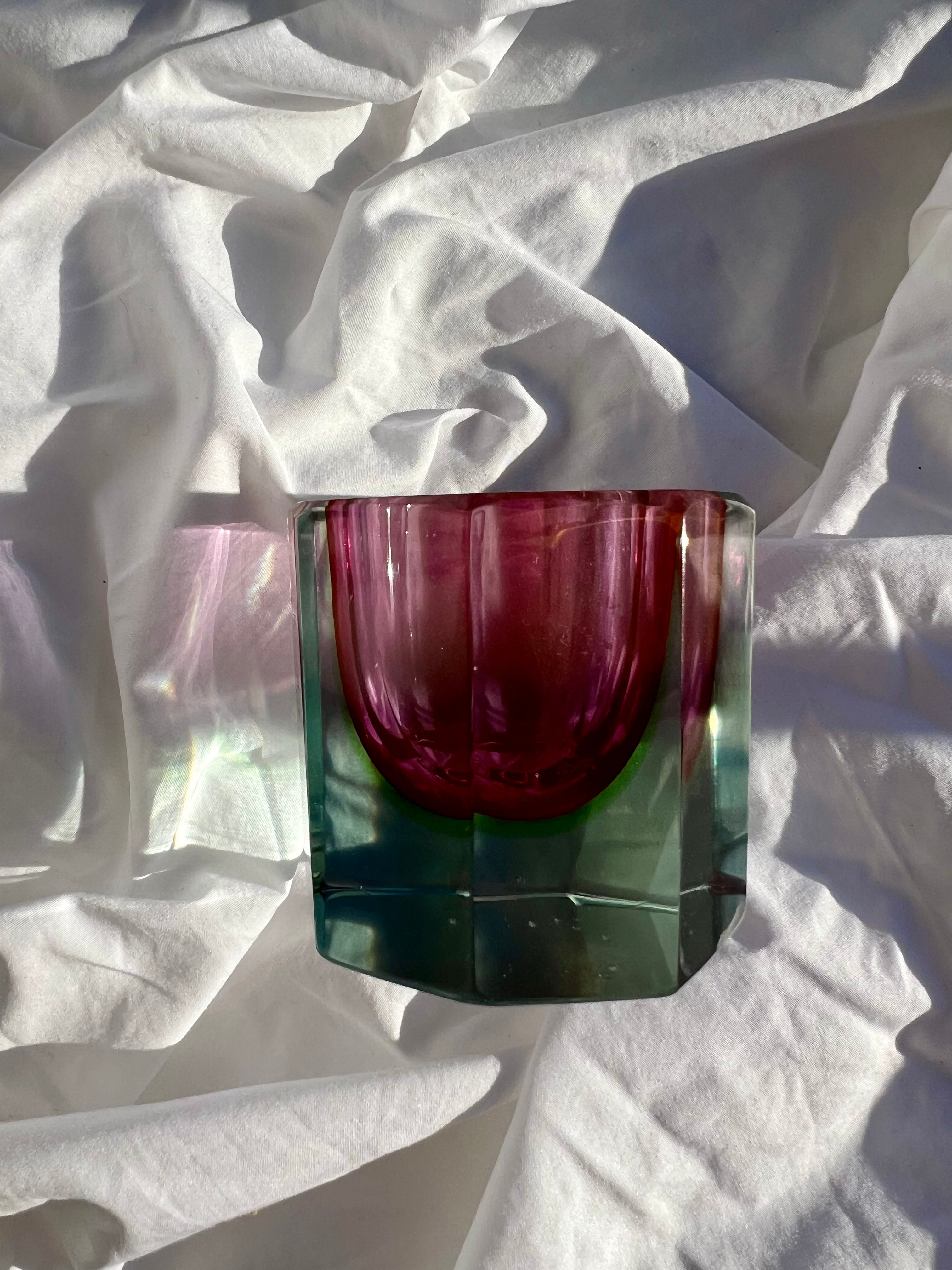 Octagonal Sommerso Murano bowl