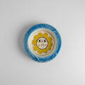 Giovanni DeSimone Hand-Painted Ceramic Ashtray, Sun Face with Blue Rim, Italy, 1964