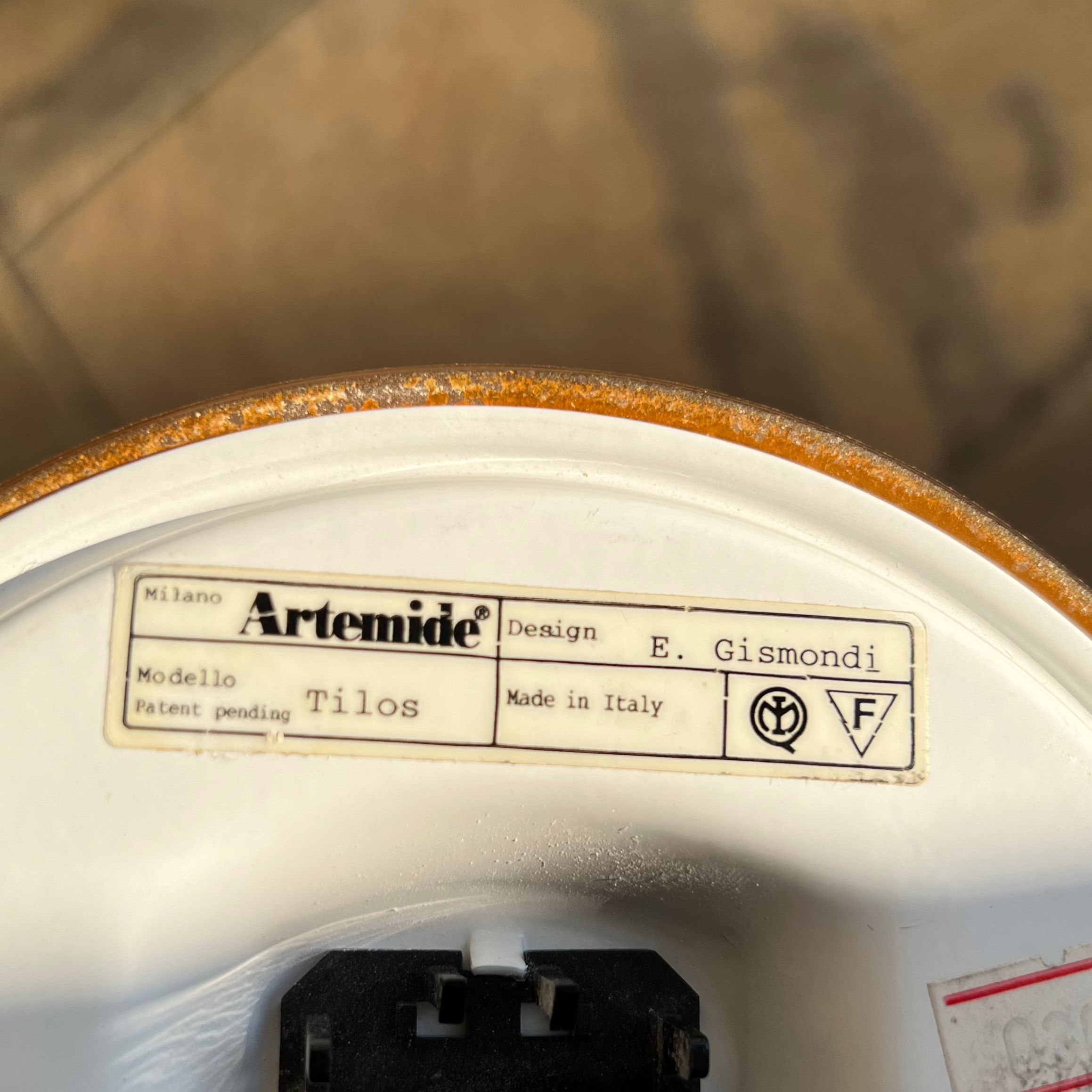 Artemide Tilos Lamp by Ernesto Gismondi, 1980s Orange Glass