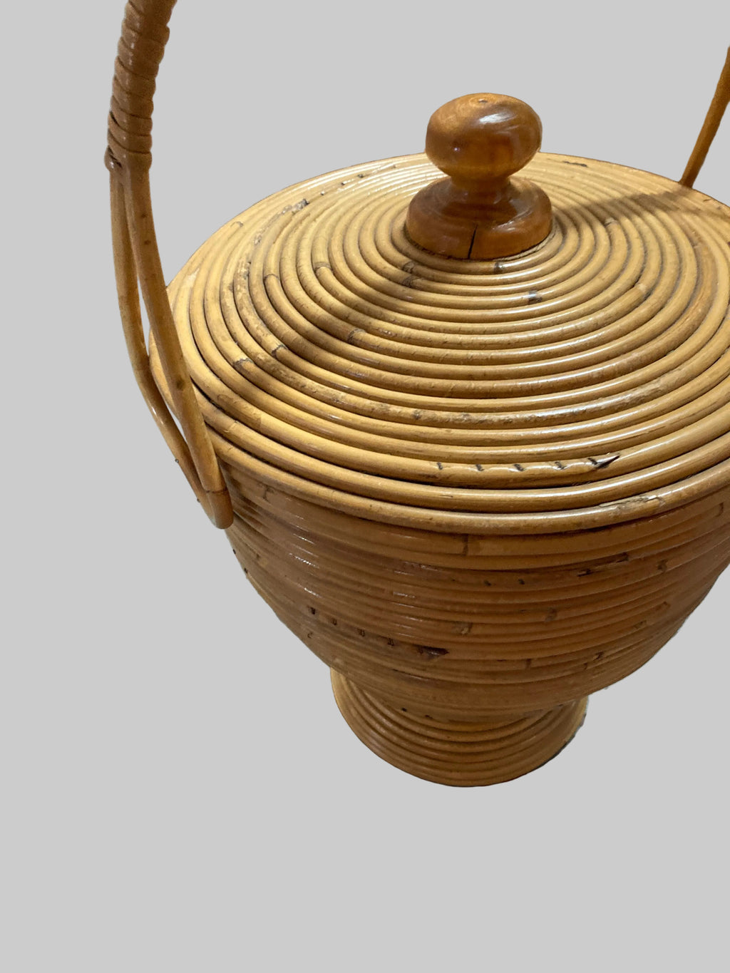 Vivai del Sud Bamboo Rattan Decorative Basket, 1970s, Italy