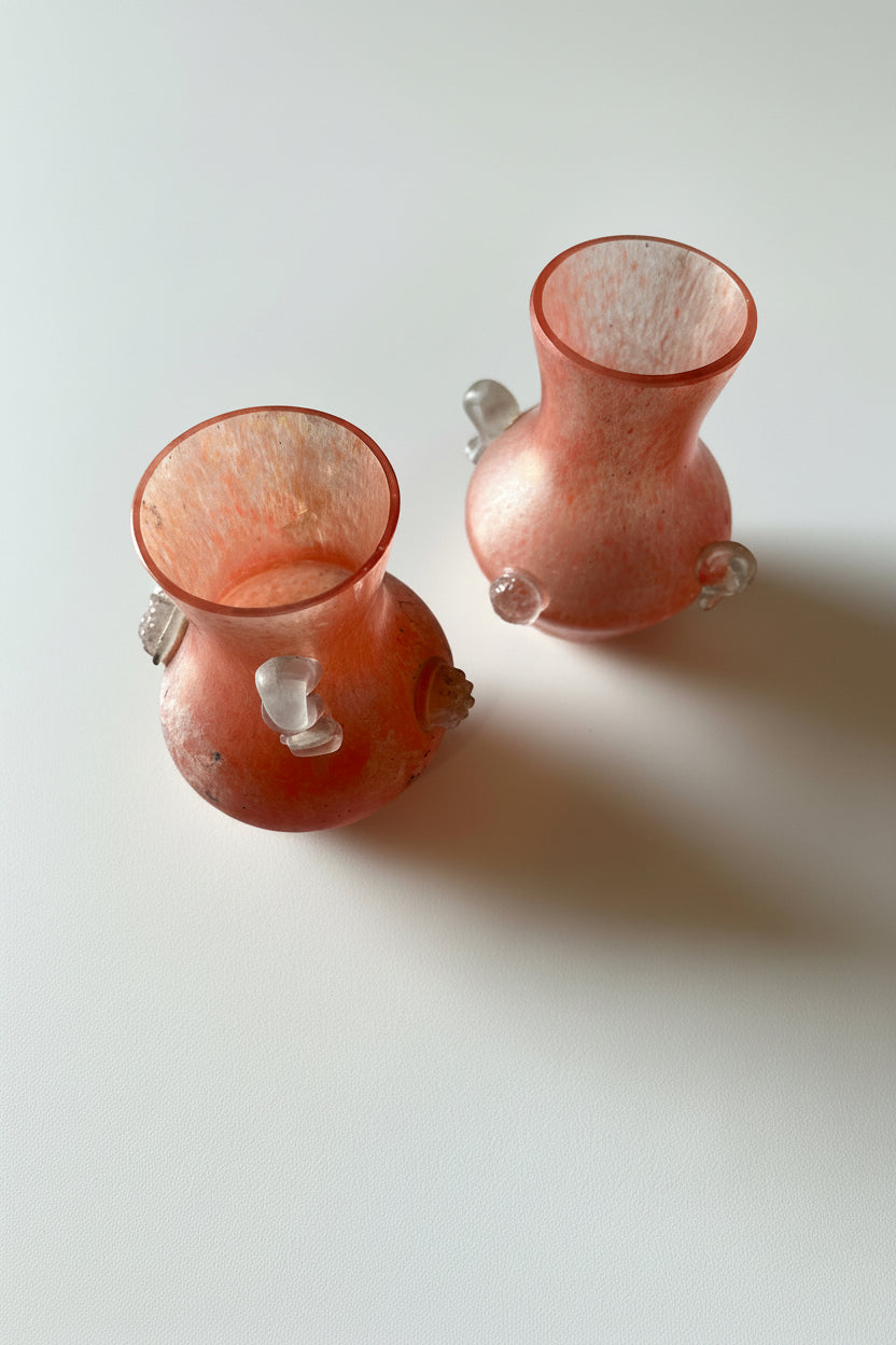 Pair of baby Murano Scavo vases, attributed to Seguso, 1970s.