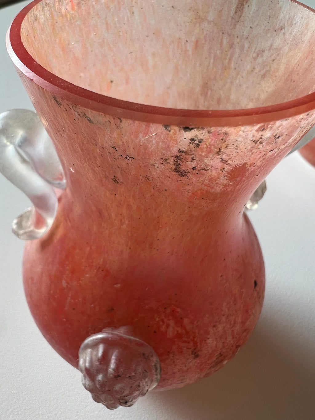 Pair of baby Murano Scavo vases, attributed to Seguso, 1970s.
