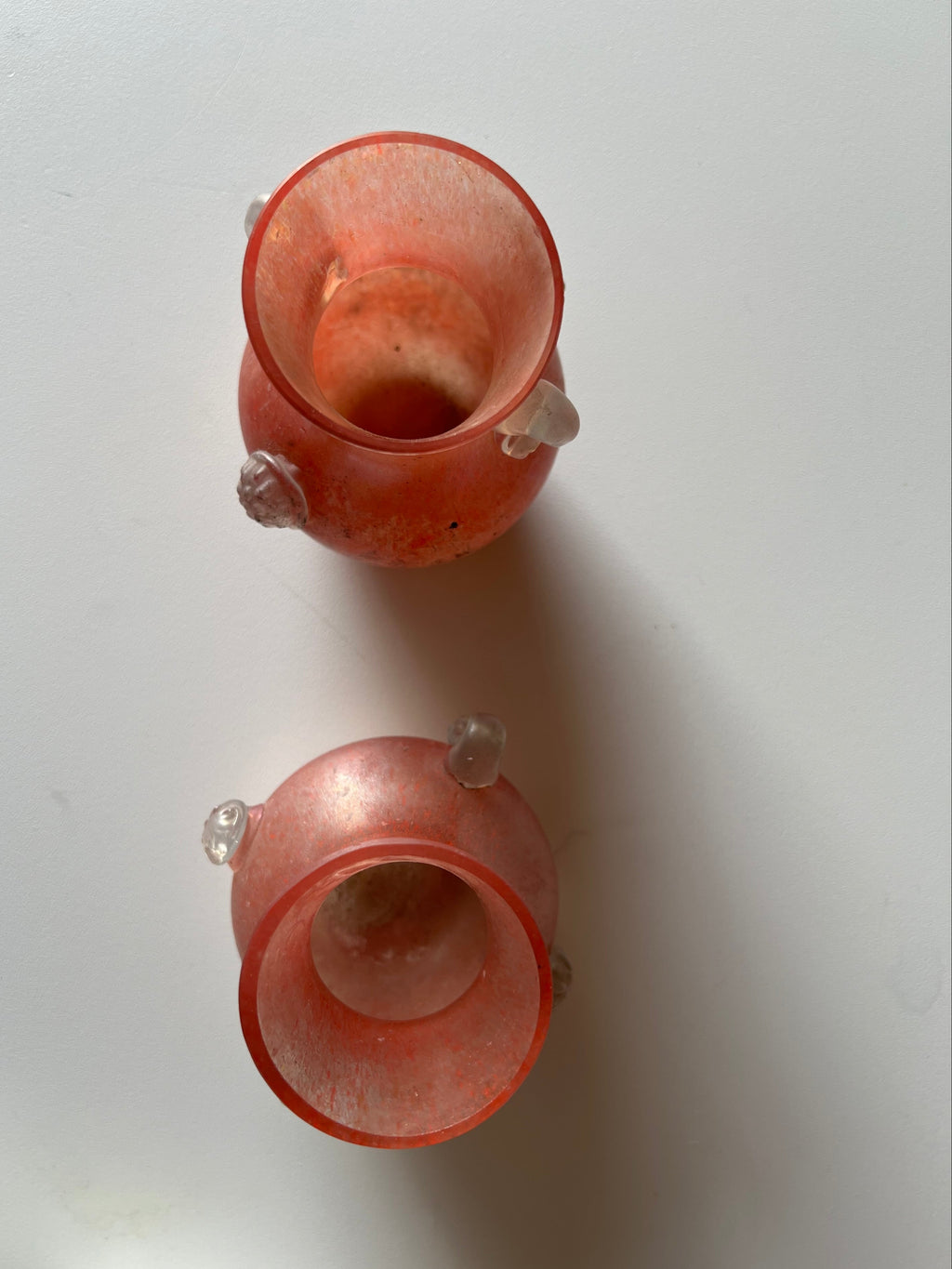 Pair of baby Murano Scavo vases, attributed to Seguso, 1970s.