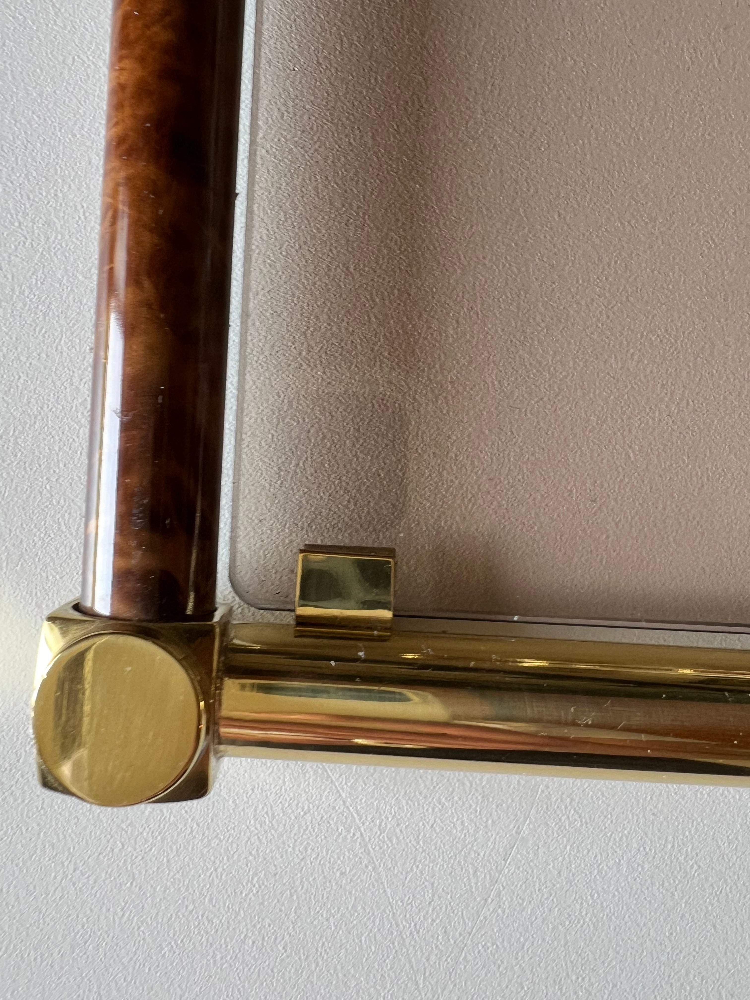 Italian smoked glass and brass serving tray, 1970s