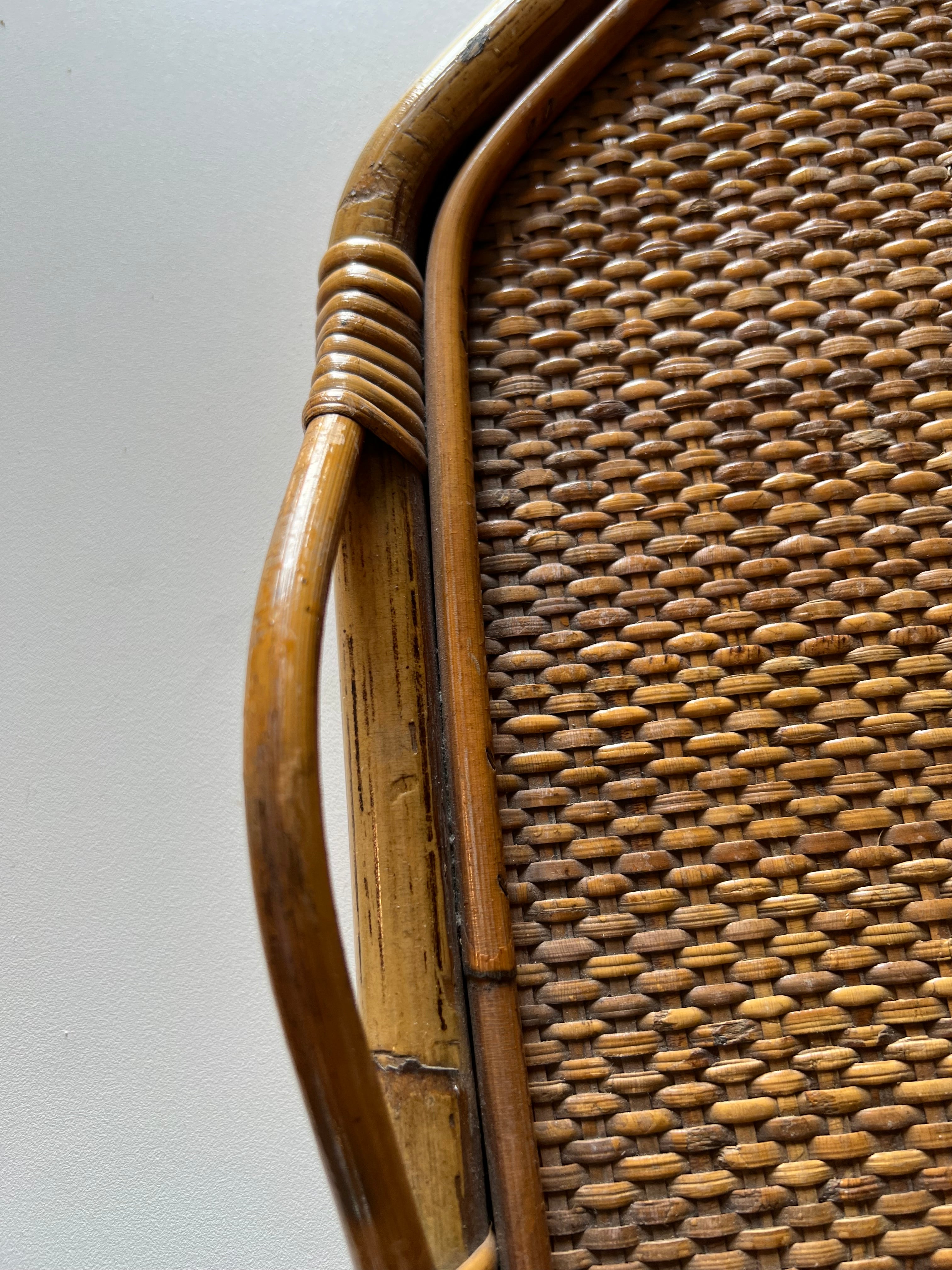 Italian Tray in Bamboo, Rattan and Wicker, 1970s
