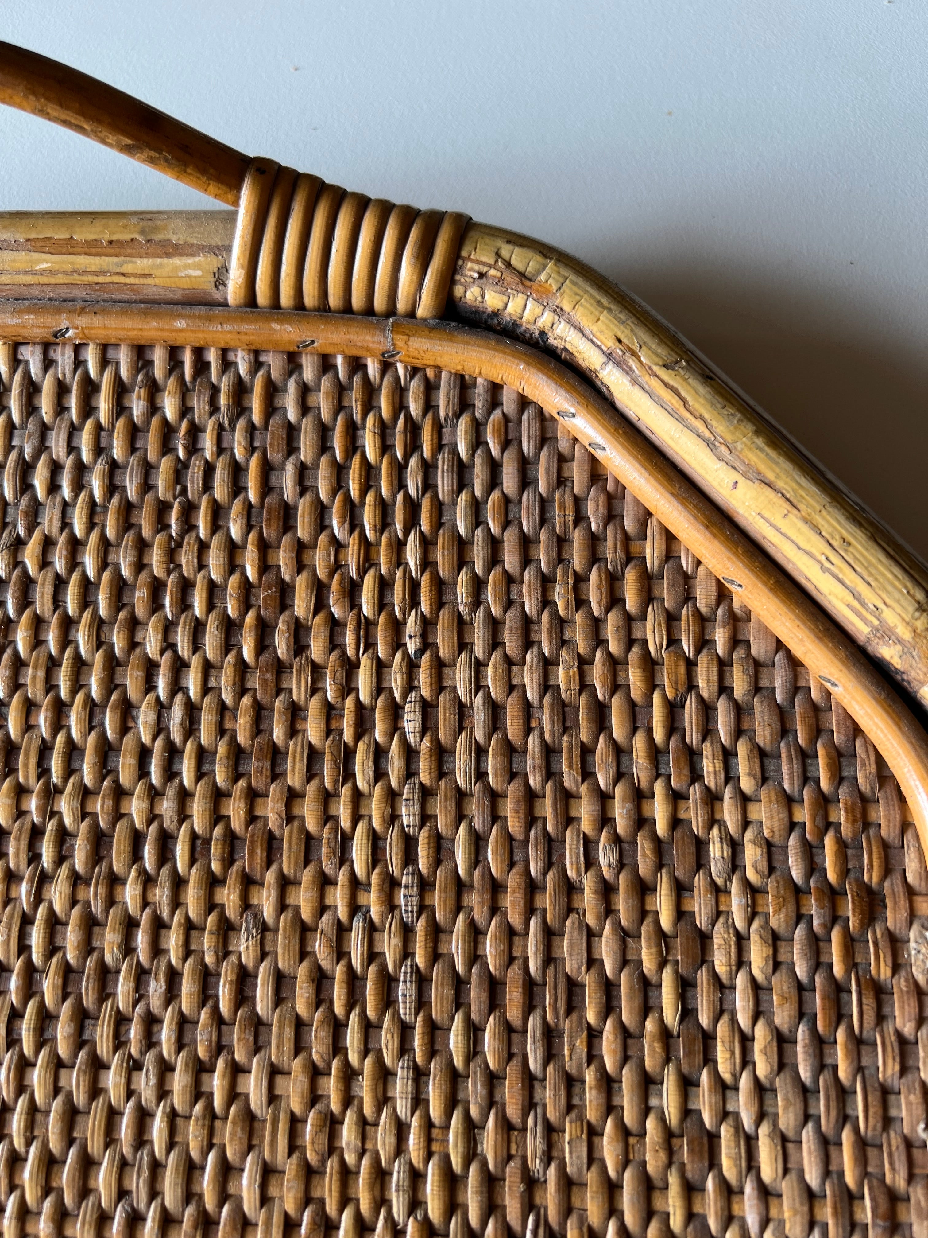 Italian Tray in Bamboo, Rattan and Wicker, 1970s