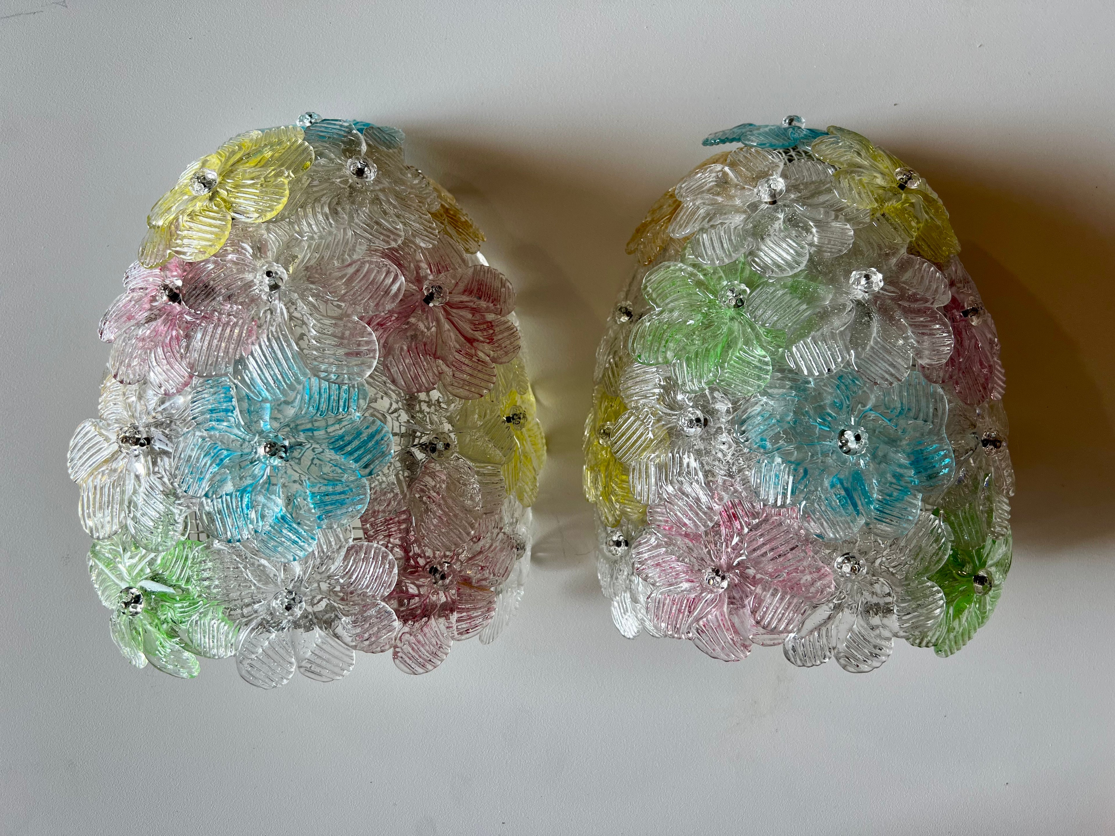 Barovier & Toso Murano Flower Wall Sconces , 1950s
