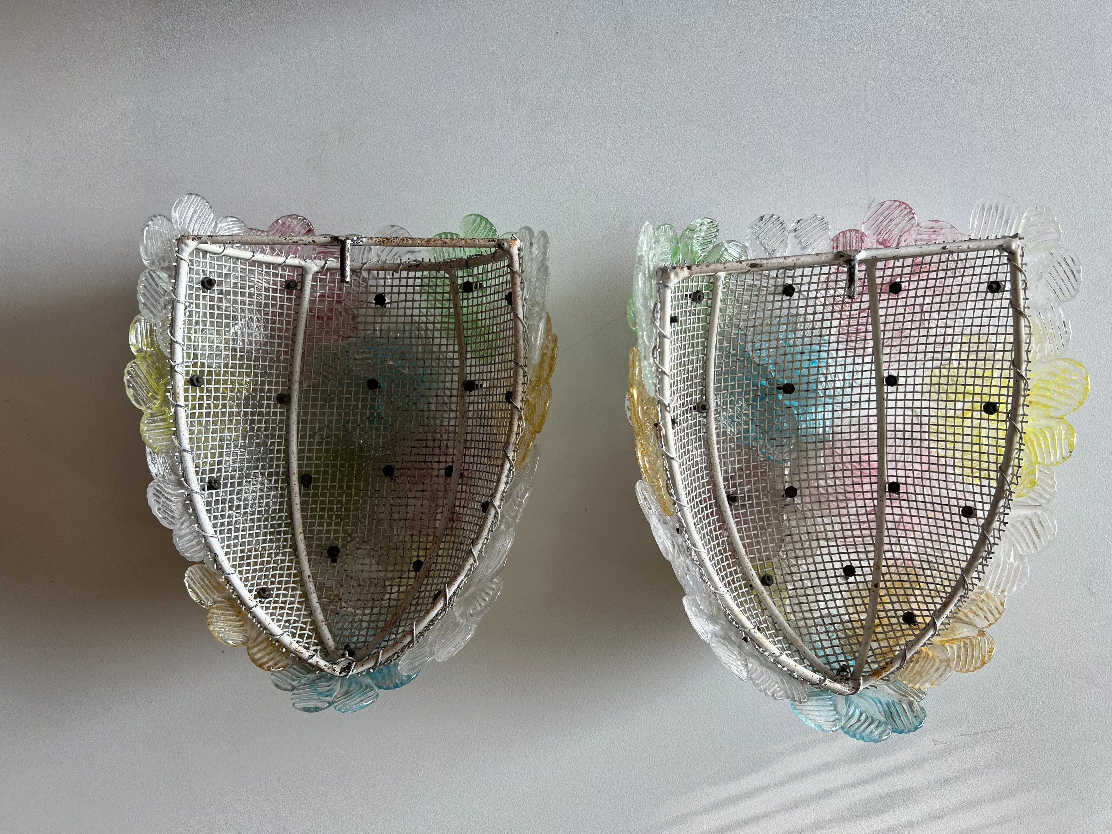 Barovier & Toso Murano Flower Wall Sconces , 1950s