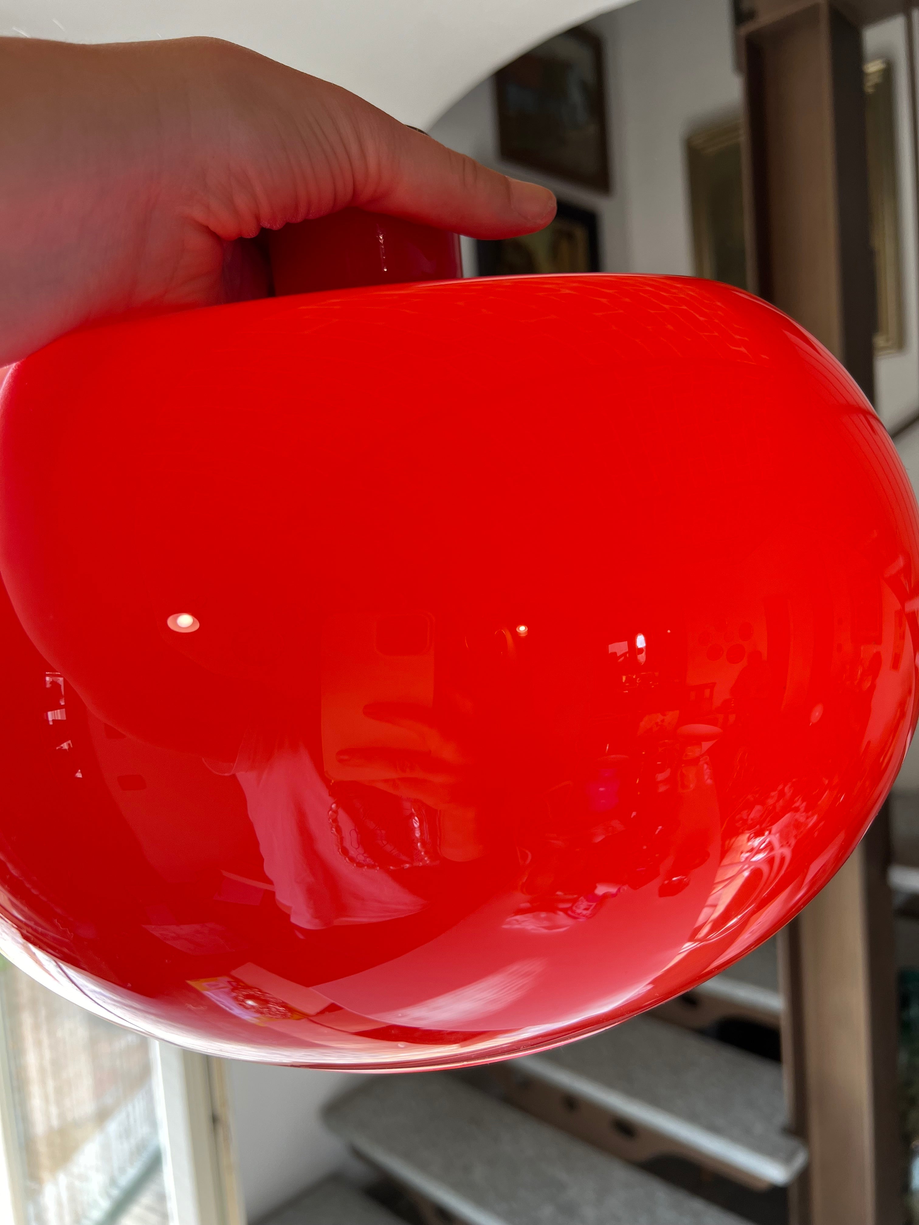 Red-Orange Glass Ceiling Lamp by Alessandro Pianon for Lumenform, 1960s