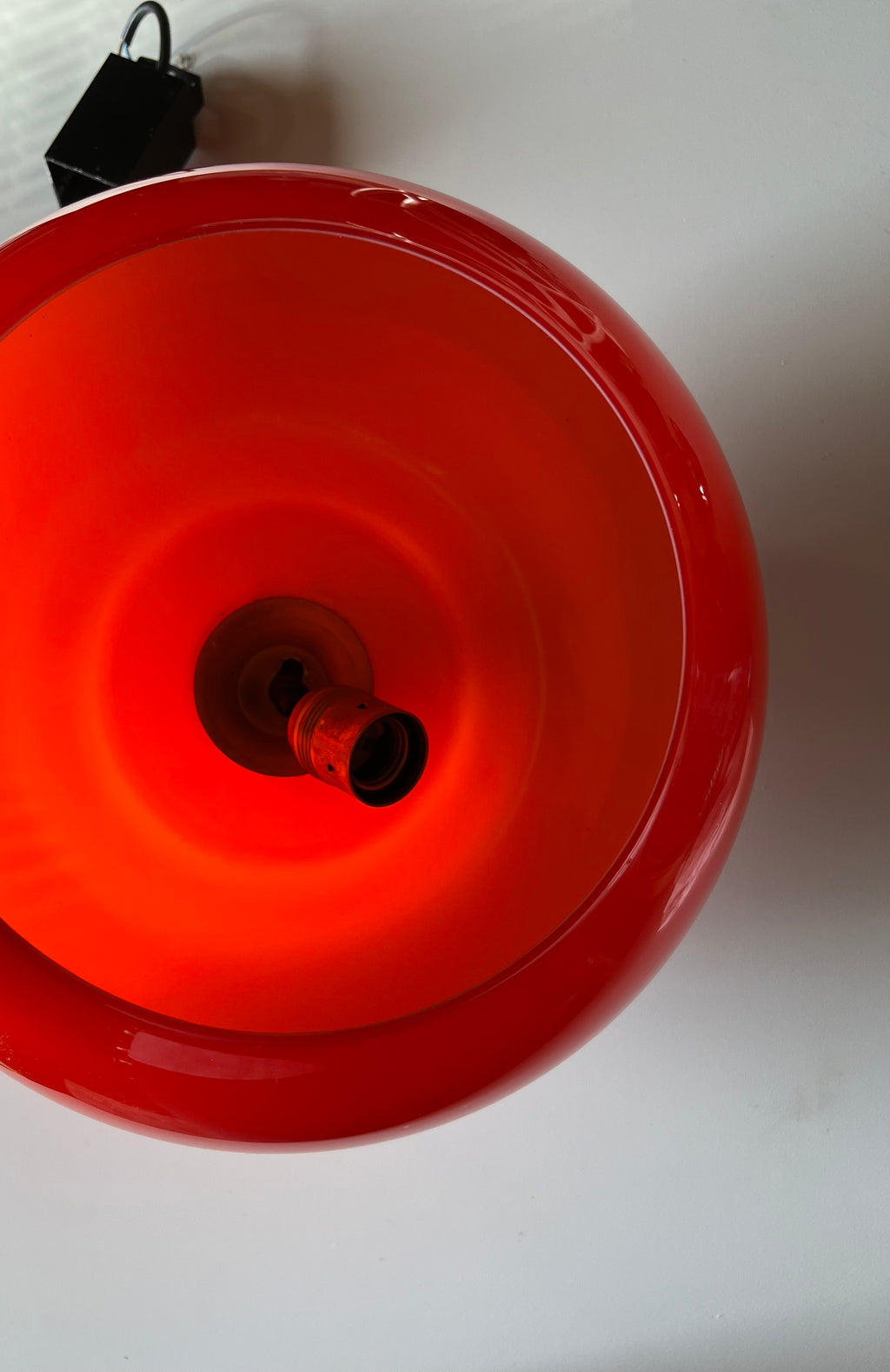 Red-Orange Glass Ceiling Lamp by Alessandro Pianon for Lumenform, 1960s
