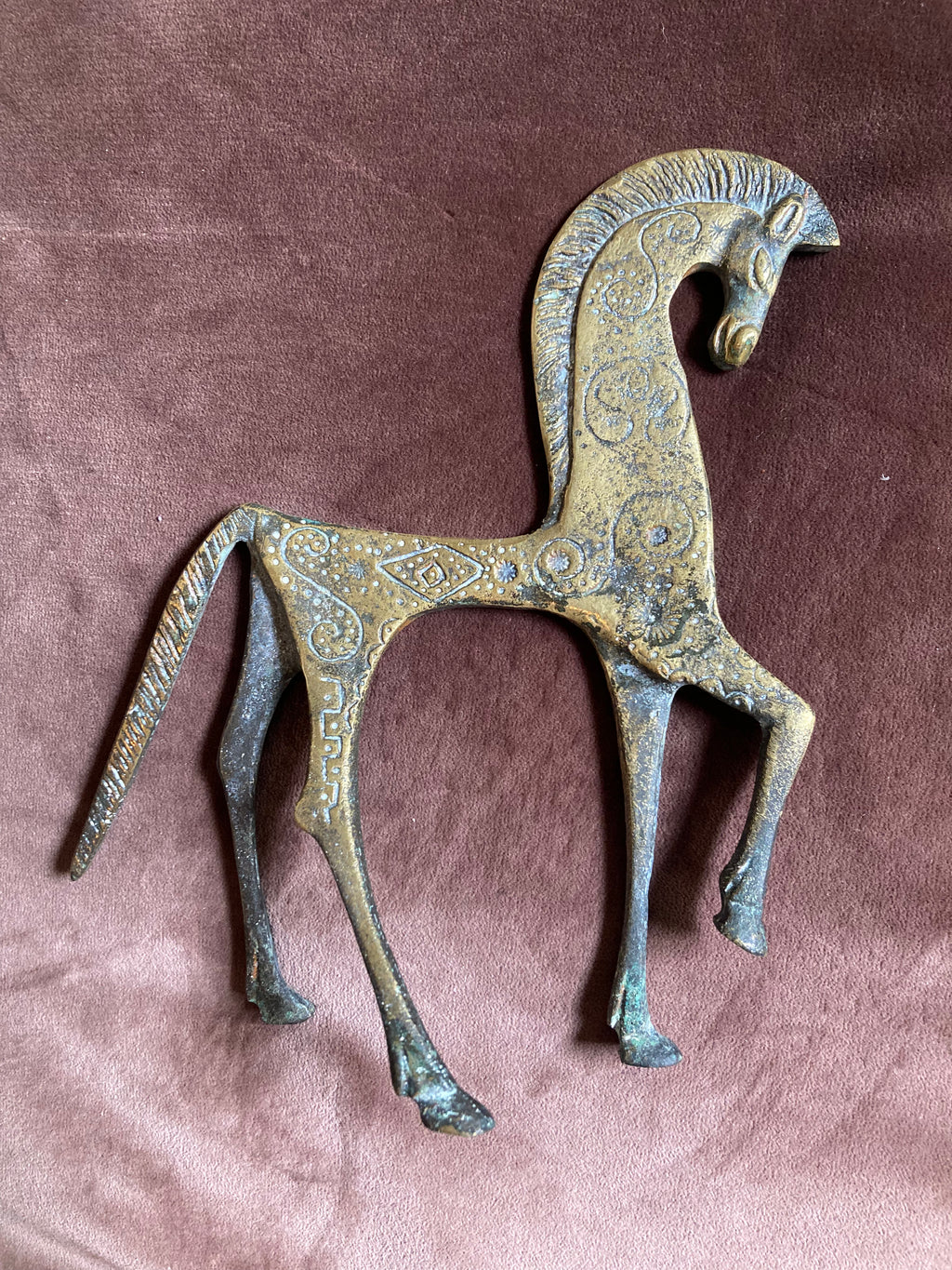 Mid-Century Etruscan Horse Bronze Sculpture, Attributed to Frederick Weinberg
