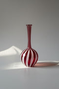 Red White and Transparent Glass Bottle Vase in the style of Gio Ponti, Italy, 1970s