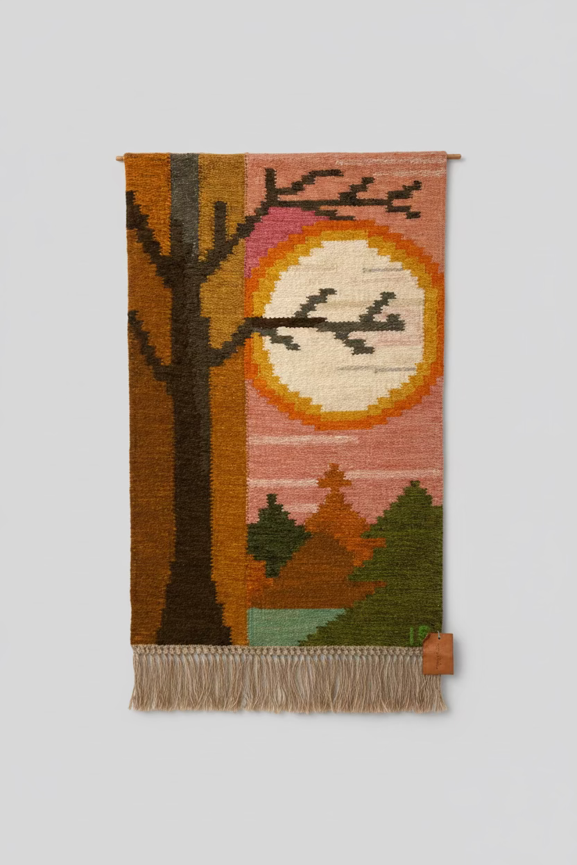 "Augustimåne" Handwoven Wall Tapestry by Ingegerd Silow for Axeco Svenska AB, Sweden, 1970s