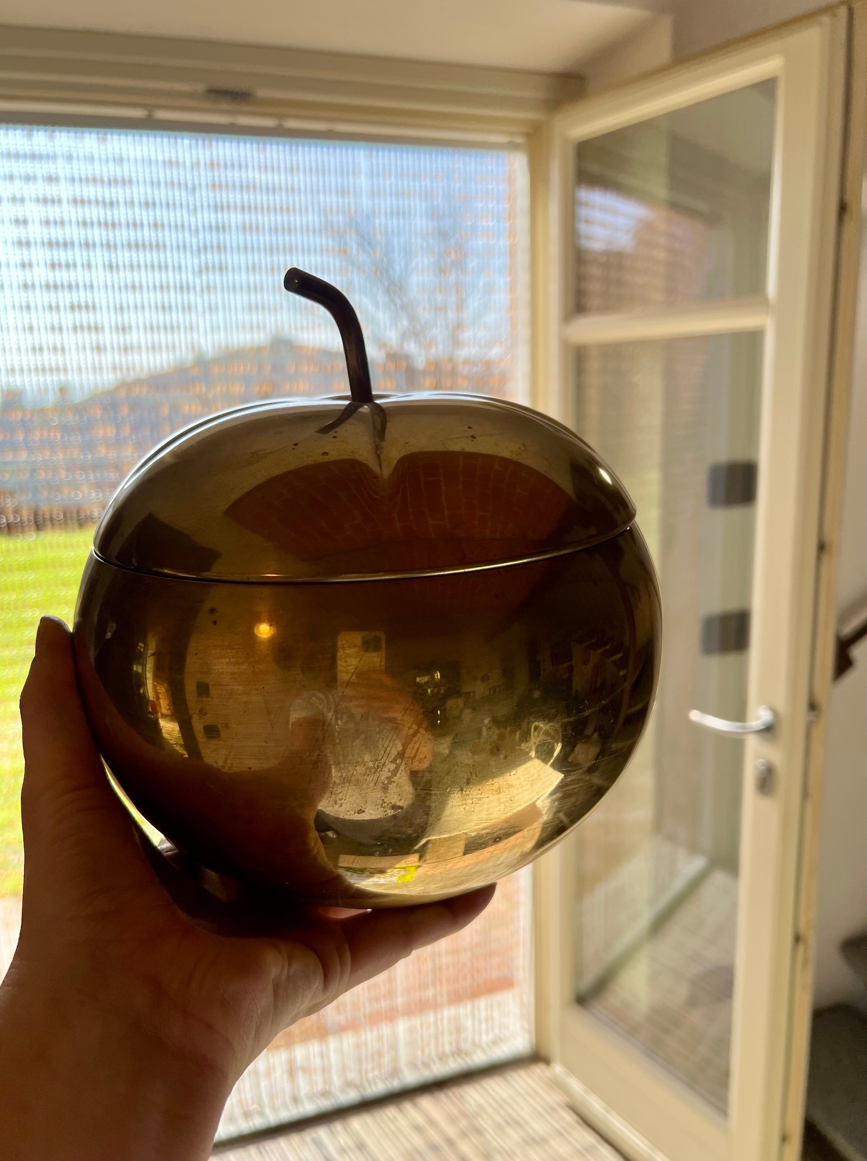 Mid-century Italian brass pumpkin ice bucket