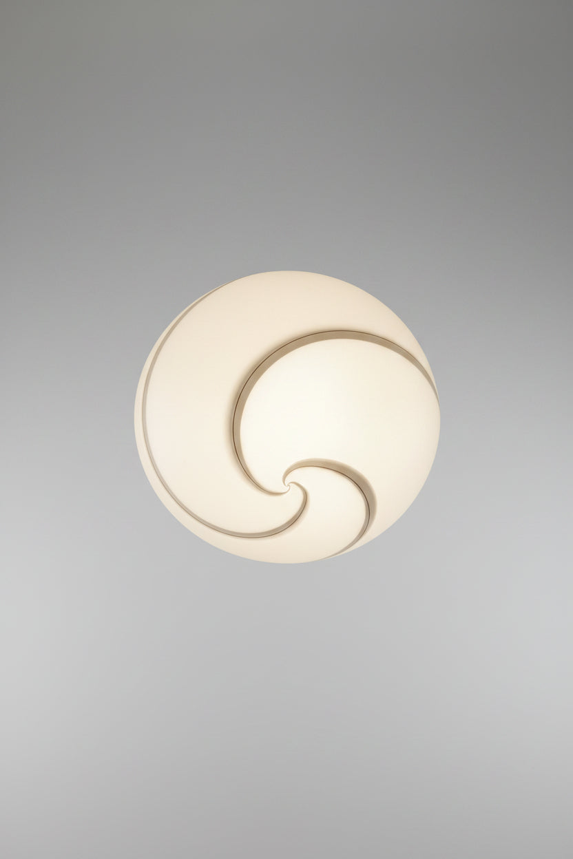 Venini Murano Glass Globe Pendant with Gold Ribbon Swirl, c.1970s — Stamped