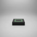 Tommaso Barbi Squared Box, Black Acrylic and Green Wood Inlay, Italy, 1970s