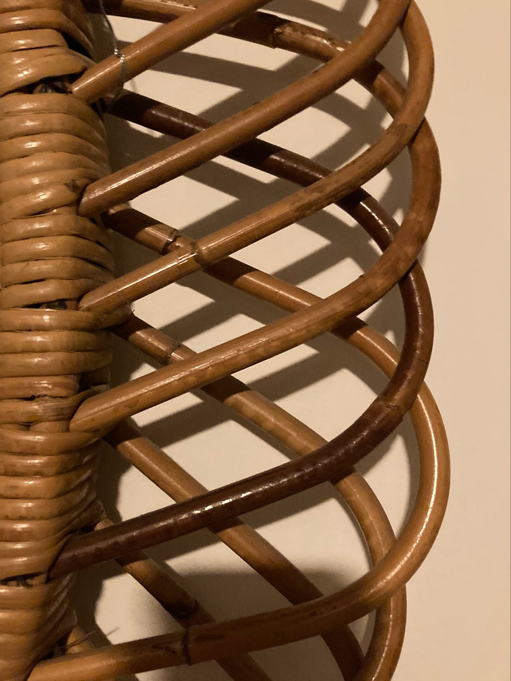 Mid-Century Modern Italian Oval Rattan and Bamboo Mirror attributed to Franco Albini