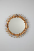 Mid-century Italian rattan and bamboo mirror