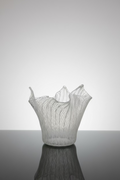 Fluted Mini Murano Blue and White Handkerchief Vase