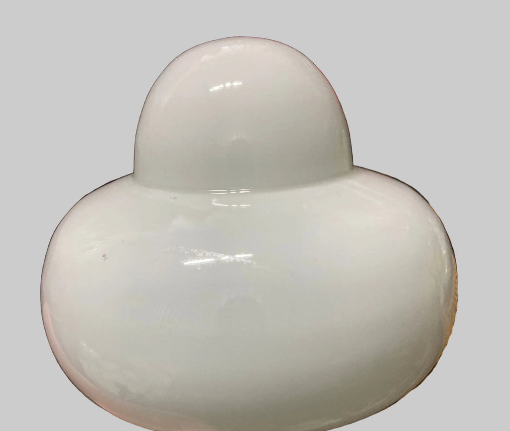 Pair of Space Age Mushroom Table Lamps, White Opaline Murano Glass, Italy, c.1970s