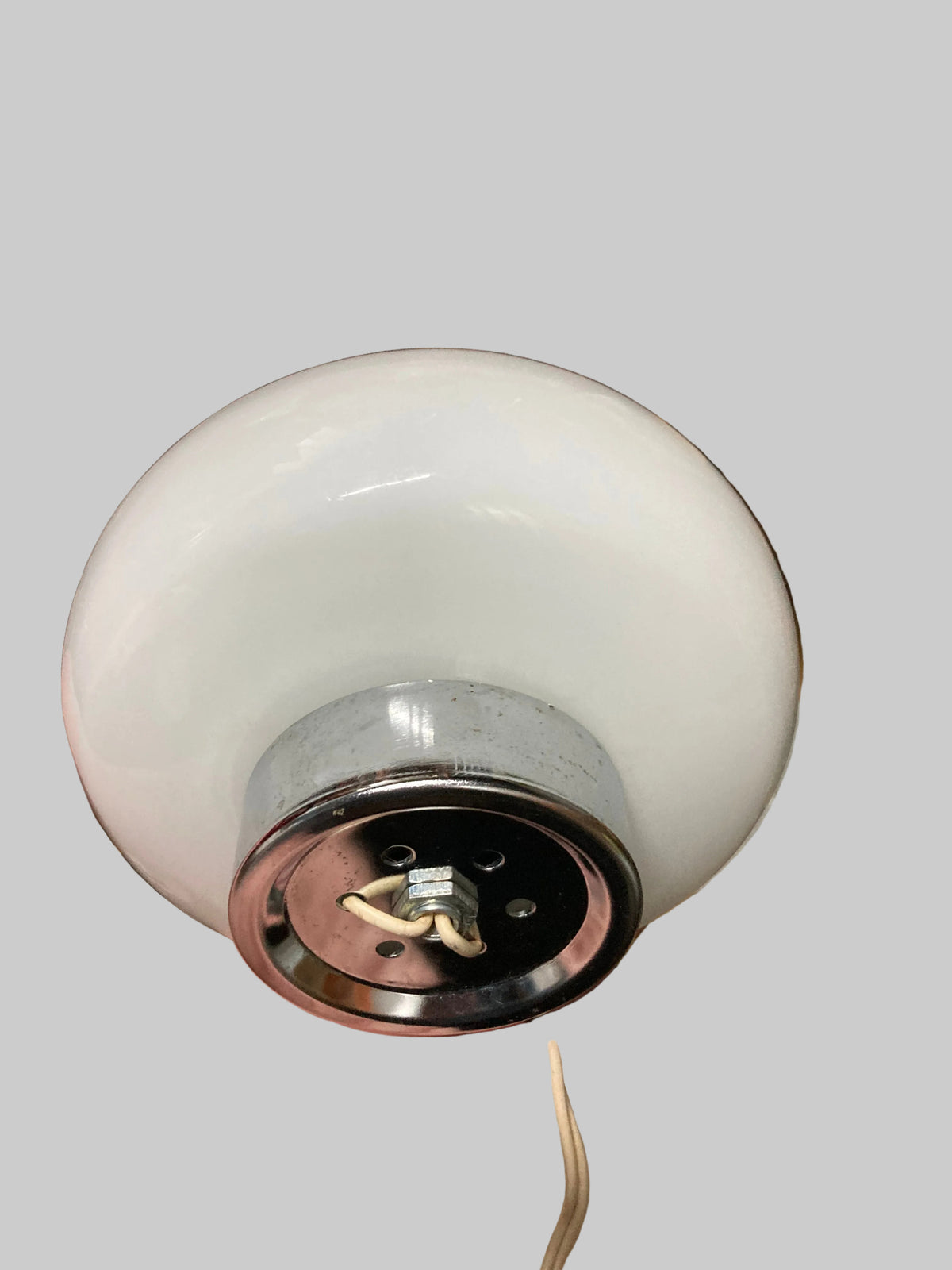 Pair of Space Age Mushroom Table Lamps, White Opaline Murano Glass, Italy, c.1970s