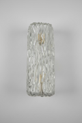 Ice Glass Wall Light in the Manner of J.T. Kalmar, Textured Glass and Steel, Austria/Germany, c.1960s–1970s