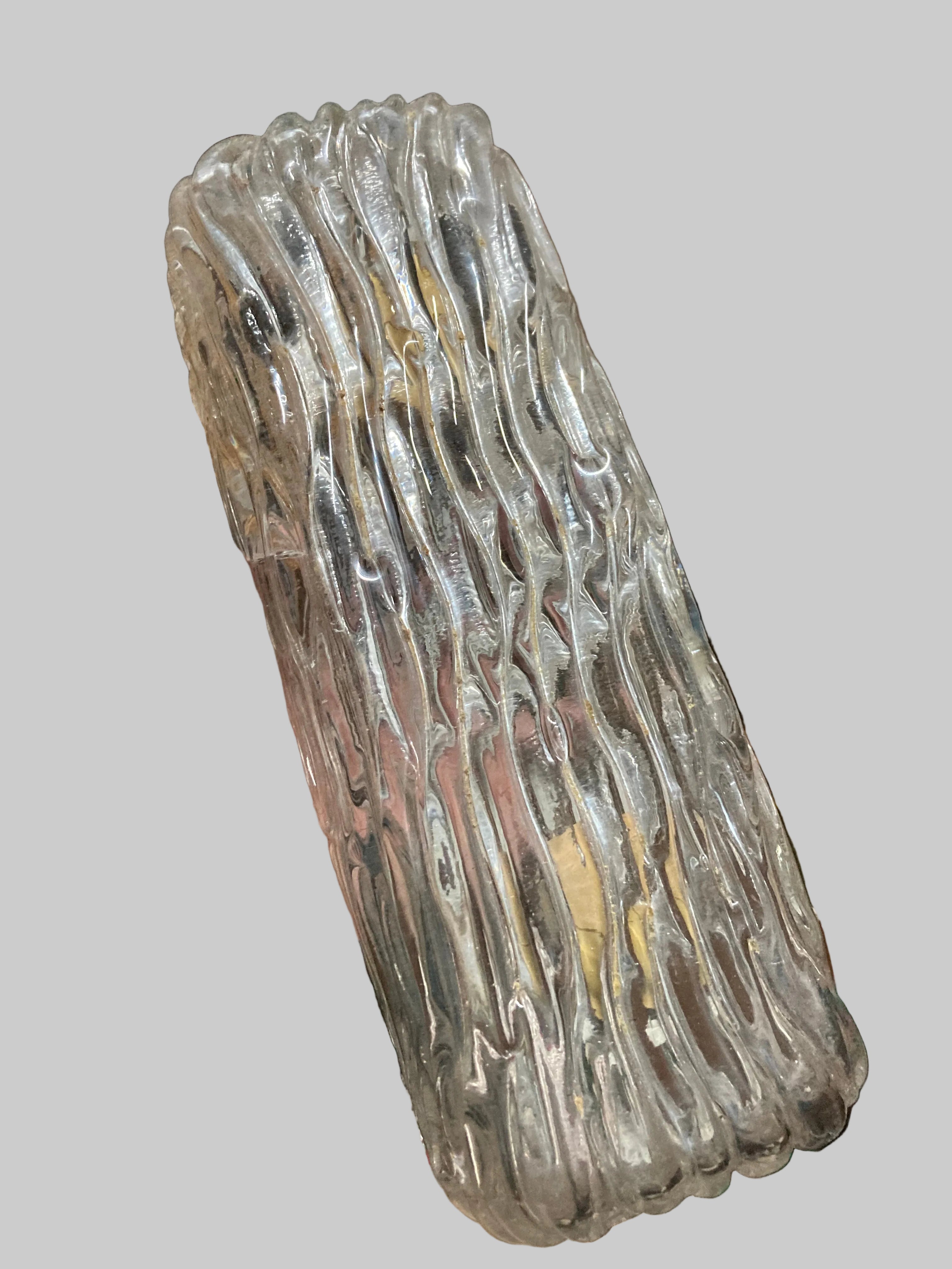 Ice Glass Wall Light in the Manner of J.T. Kalmar, Textured Glass and Steel, Austria/Germany, c.1960s–1970s