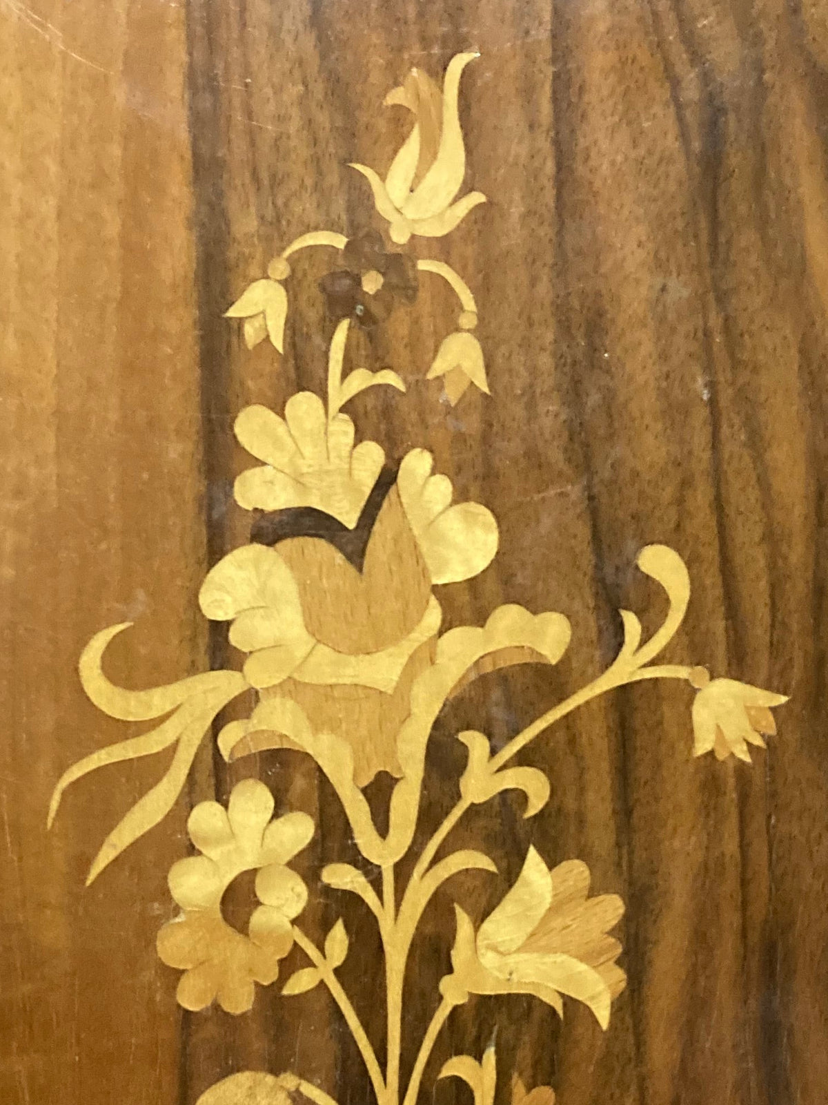 Italian Floral Marquetry Wall Panel, Walnut and Fruitwood, c.1950s–60s
