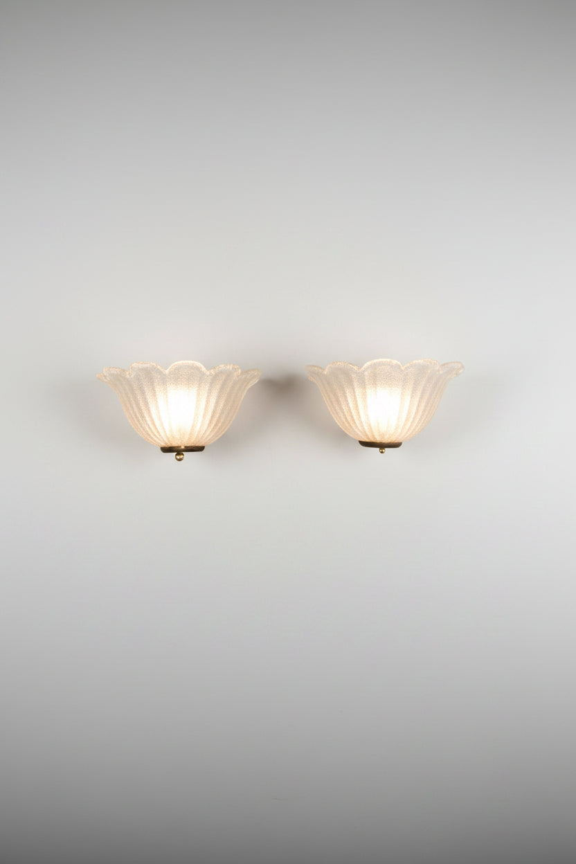 Murano Glass Wall Lights, Pair (c. 1970s–1980s)